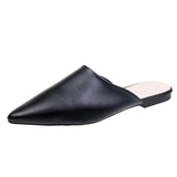 Women Pointed Toe Patent Leather Spring Slippers Ladies Slip on Spike Low Heels Slides Comfortable Female Casual Shoes