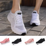 Mesh Sneakers 2021 New Breathable Women Flat Shoes Lightweight Casual Sports Shoes Ladies Lace-up Non-slip Sneakers