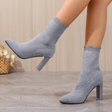 Breakj Martin Boots Women 2025 New Autumn And Winter Tips And Flying Weave High-Hees Thin Skinny