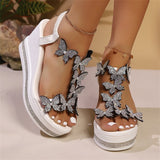 Breakj 2025 New Sloped Sandals Butterfly Pearl Decoration With Slope And Fish Mouth Cover