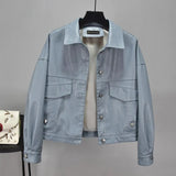 Women Green Faux Leather Jacket Batwing Sleeve Biker Coat Short Single Breasted Pu Motorcycle Loose Jacket