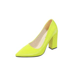Heels Pumps Women's 2023 Trend The Glossy Chunky Shoes Pointed Toe Elegant Sexy Dress Weddings Bridal Party Luxury
