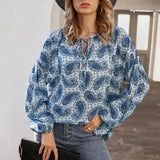 Women Vintage Floral Print Casual Blouse Shirts Women Bow Tie Chiffon Chic Office Female Long Sleeve Femininas Blusas