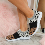 Flats Leopard Ladies Loafers Shoes Mesh Vulcanized Shoe Slip-On Sneakers Female Casual Breathable Plus Size Autumn