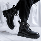 Breakj 2024 New Youth Cylinder Round Head High Help Thick Bottom Men With Big Head Trend Martin Boots