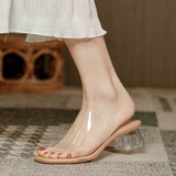 Women Sandals Summer Fashion New Beach Ladies Clear Sandals Comfortable High Heels Woman Transparent Medium Heel Shoes