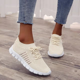 Women Sneaker Round Head Mesh Women Flat Shoes Breathable Trainer Walking Platform Buttom Casual Sneaker Lace Up Tenis