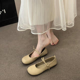 Shoes Women's Spring And Summer Evening Shoes New Style Mary Jane Hundred-Style Soft Leather Doudou Flat Shoes With