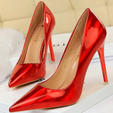 Shoes Woman Pumps Patent Leather High Heels Stiletto Black Women Heels 10.5 Cm Party Shoes Classic Pumps Plus Size