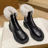 Winter Boots Women 2021 New Sexy Fashion Zipper Black White Ankle Boots For Women Luxury Designer Ladies Fur