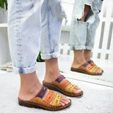 Summer Sandals For Women Shoes Retro Slip On Cork Leather Ladies Sandals Beach Slipper Gladiator Sandals Women Flip