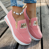 Breakj 2025 New Sports Single Shoes Women Flat Bottom One Foot Pedal Solid Pink Casual Round Head Single