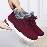 2021 Winter Snow Boots for Women Chunky Warm Vulcanized Shoes Ladies Flats Non-Slip Knitted Fabric Casual Plush Running