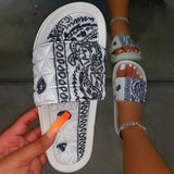 Slides Women Cool Graffiti Slippers Women Home Women's Summer Sandals Red Blue Black Tie Dye Footwear