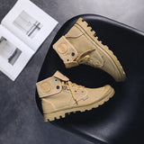 Autumn winter canvas shoes British style Martin boots women's lace-up thick-soled flip-up women's
