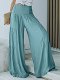 ZANZEA Women's Wide Leg Pants 2022 Summer Pleated Patchwork High Waist Pants Casual Solid Loose Long Pants Lady Oversized Pant
