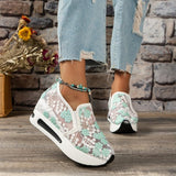 Breakj Women 2025 Spring Korean Version Of The New Lace Mesh Casual Heel High-Shoe High-Shoe Women's Single