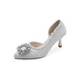 Breakj Women 2025 Summer New Small Design French Pointed Shoes With Small Fragrant Feng Shui Drilling