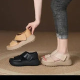 Muffin Thick-Soled Sandals Women's 2024 Summer New Breathable Vintage Velcro Roman Sandals Large