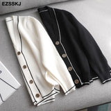 white black solid Sweater cardigans jacket ladies new women thick sweater coat v-neck cardigan jacket coat
