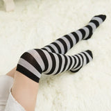 High Striped Cotton Socks Cute Stripe Printed Sock Women Over Knee Long ThighPlus Size Overknee Socks