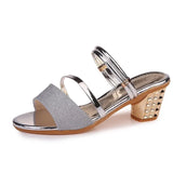 Summer New Korean Sandals Women's Thick Heels And Open Toes With One Shoe And Two Women's Shoes With Thick