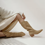 Boots Slip On Women's Street Shoes Woman Cow Suede Botas Class Style Spring Autumn Woman Boots Women Daily Casual