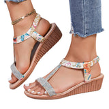 Breakj 2024 Bohemia New Wedge Diamond Fish Mouth Sandal Women's Plus Size Women's