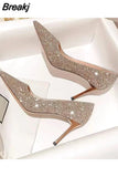 High Heels Shoes Woman Basic Pumps 2023 Shiny Grete Bridal Shoes Sequins Fashion Party Sexy Thin Heels Women Shoes