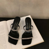 Breakj New Summer Wear Cool Drag High Heel Sandals French High-End Water-Drilled Slippers Fairy