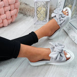 Sandals Slip On Sliders Peep Toe Ladies Bow Flats Casual Comfort Shoes Female 2019 Sandals Shoes Plus