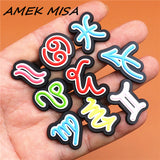 Sale 12 Constellation Symbols PVC Shoe Charms Cute Scorpio Leo Virgo Shoe Buckle Decoration Jibz fit Croc Kids X-mas