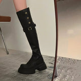 Breakj And Velvet Long Boots Girl Small Knight High Boots 2025 Autumn And Winter New Thick Bottom In Two Through The Knee