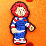 Shoe Buckle Charms PVC Scary Clown Skeleton Chainsaw Luminous Shoes Decorations fit Christmas Cosplay Party Kids
