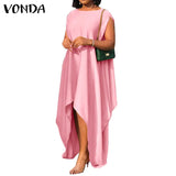 Women Party Dress Vintage Asymmetrical Maxi Long Dress 2022 VONDA Beach Holiday Summer Sundress Casual