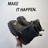 Breakj New Square Casual Men's Hairstylist British Black Fashion Boots