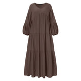 Vintage Ruffle Dress Women's Spring Sundress ZANZEA 2022 Casual Puff Sleeve Maxi Vestidos Female V Neck Robe