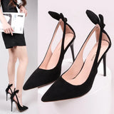 Spring Summer New Women's High Heels Black Bow-Knot Sexy Shallow Pointed Toe Stiletto Sandals Woman Wedding Party