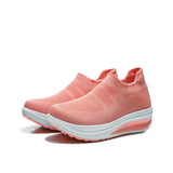 Mesh Knitting Sneakers Breathable Women Loafers Ladies Elastic Band Female Casual Slip On Comfortable Shoes Plus