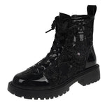 Autumn New Coin Purse Designer Women Ankle Boots Leisure Black PU Mid Heel Ladies Shoes Open Zipper Chain Women