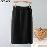 long bodycon Thick sweater midi skirt female autumn winter 2021 female split back warm mid-length slim knit skirt