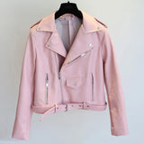 New Women Pu Leather Jacket Fashion Bright Color Black Motor Coats Short Faux Leather Biker Jackets Coat