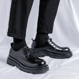 Breakj Shoes Men Low Bang Martin Boots Thick Platform Work Shoes British Couples Casual Cool Black Little Leather Shoes