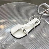 Women Sandals 2024 Luxury Designer Flat Woman Black Shoe Comfort Closed Toe Outdoor Slingbacks Shoes Leather Sandalias