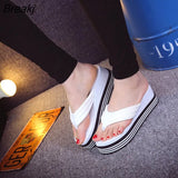 Women Flip Flops Fashion Slope Thick Sand Beach Slippers Candy Color Wedges Platform Indoor Outdoor Slippers