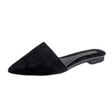Shoes flats mules fashion pointed toe slippers Slip on Slides Ladies shallow sandals zapatos mujer Black red green