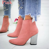 Chain Women's Boots Leather Heels Back Zipper Woman Boots Pointed High Heels Shoes For Women 2021 Ankle Boots