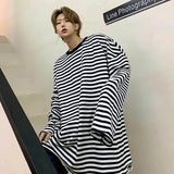 Harajuku Unisex T-shirt Men Stripe Tops Loose Long Sleeve TShirt Women Streetwear Pull Femme