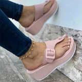 Sandals Platform Casual Ourdoor Beach Shoes Open Toe Buckle Straps Flat Sandals Plus Size 35-43 Non Slip Female