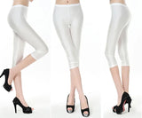 Summer Fluorescent Shiny Leggings Women Spandex Shinny Pant Elasticity Casual Trousers High Waist